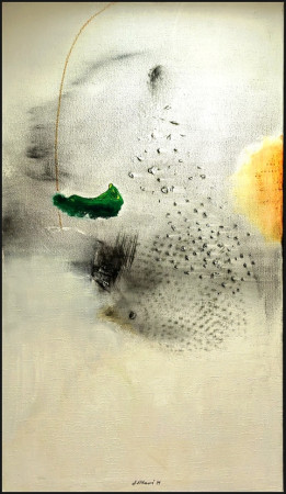 Něžné stopy - olej, kombinovaná technika na plátně 152 x 86 cm - 2025 - 95000,-Kč